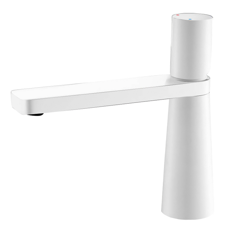 Sly Brass Matte Matte Blanco Mezclador Cascada del grifo de baño del grifo de baño de un agujero