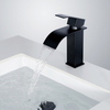 Sly Matte Black Waterfall Spout Baño de baño Mango individual Tocador de tocador de baño grifo