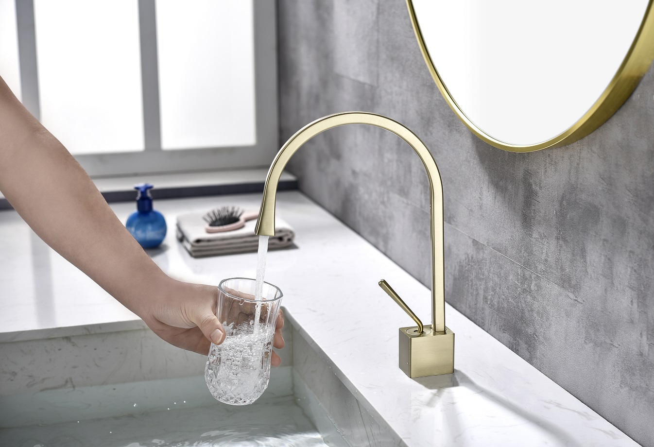 Sly Brass Cepillado Cironio Gold Single Many Curain Cromo Terminado Barato de Zinc Basin Baño