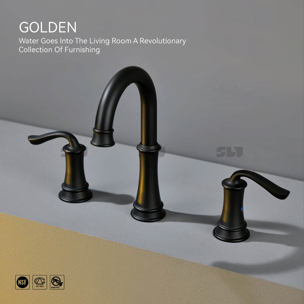 SLY Grifo de lavabo generalizado de dos manijas CWFseries Grifo mezclador de agua para baño Grifo de lavabo de lavado de cara 