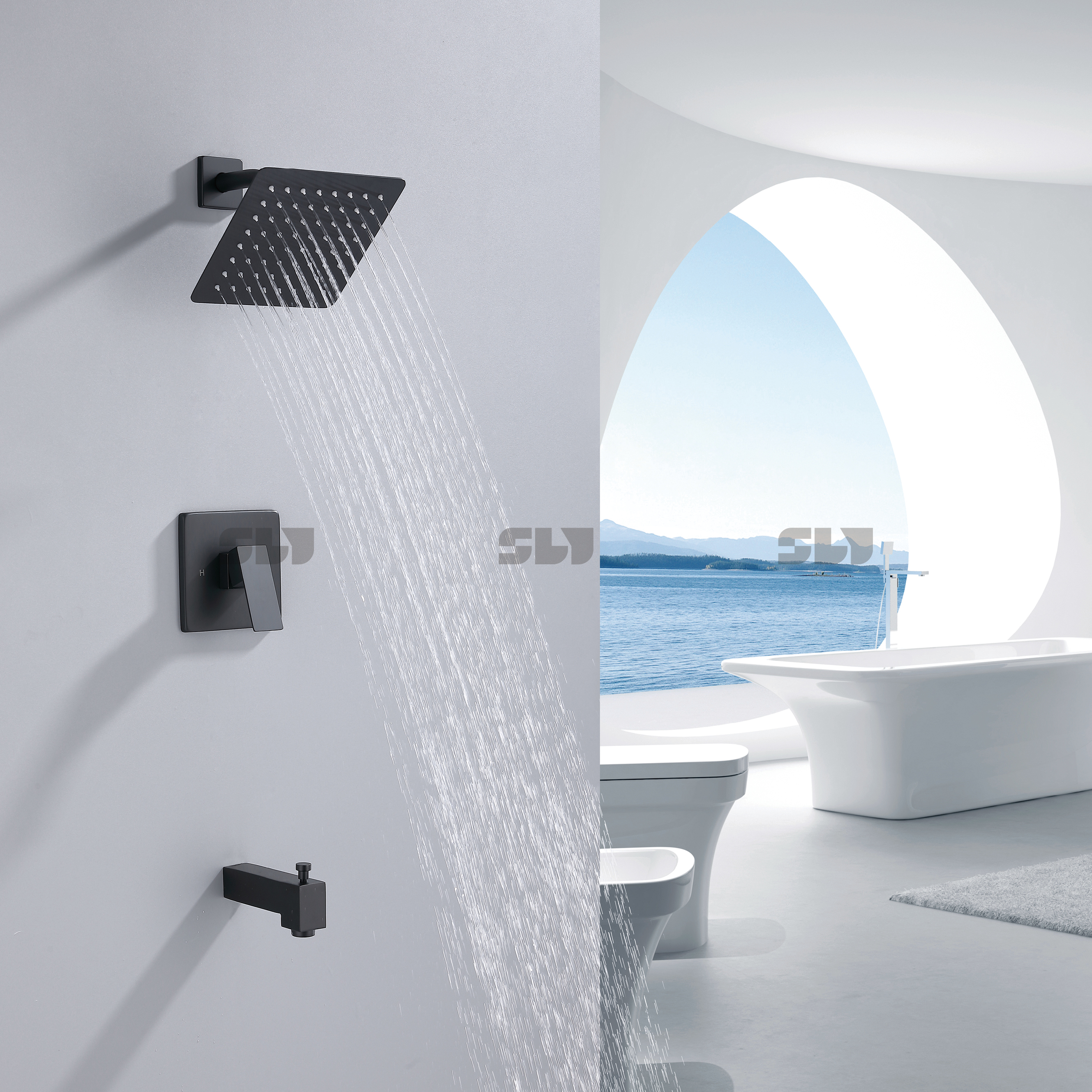 Sistema de ducha de bronce frotado con aceite