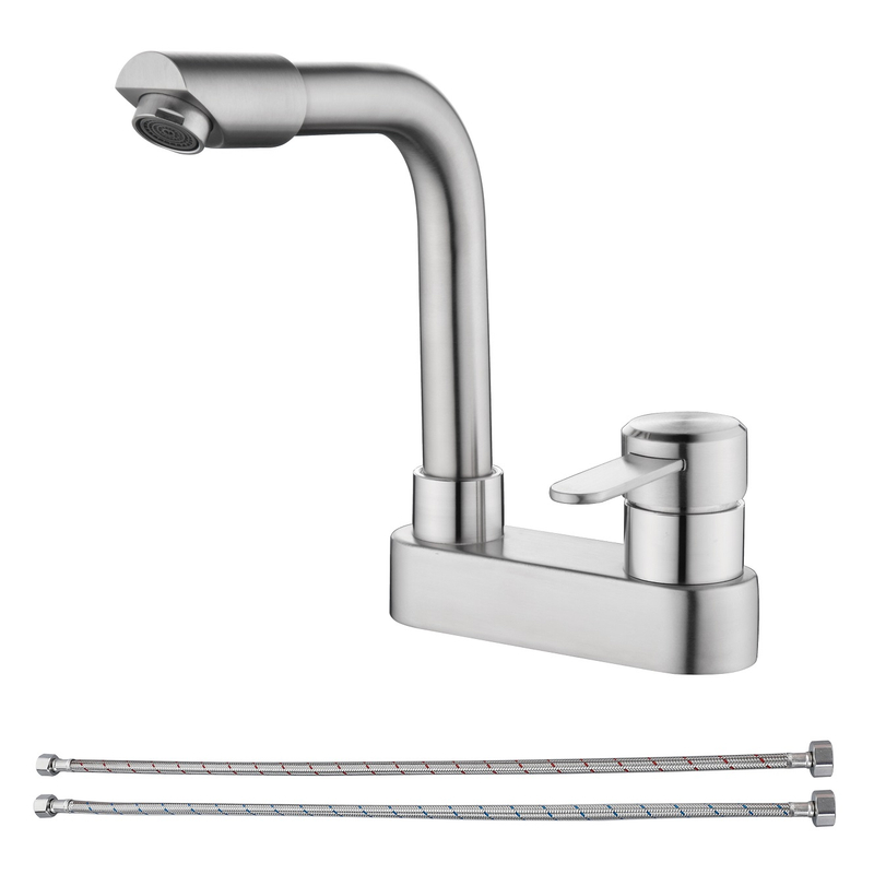 Níquel cepillado con cepillado moderno de un solo orificio de un solo fregadero de lavado de baño lavabo de agua de baño