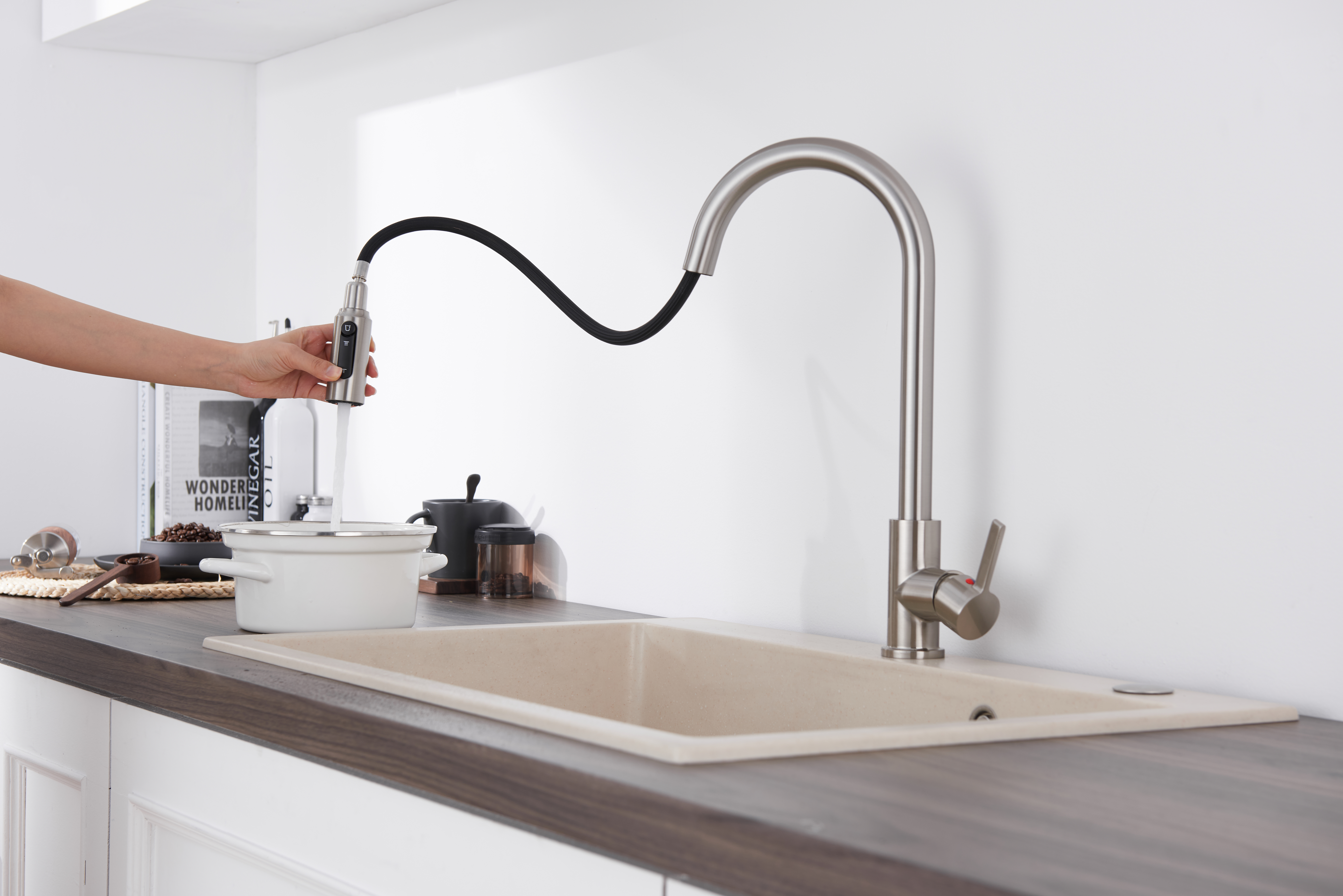 Filtro de agua Sly 304 Cepillado Níquel Retir la cocina grifo de cocina de 3 vías