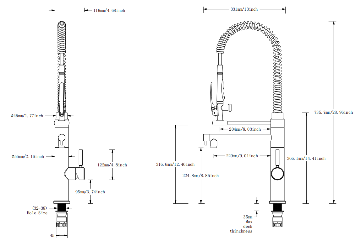 El mejor grifo de la cocina tira hacia abajo